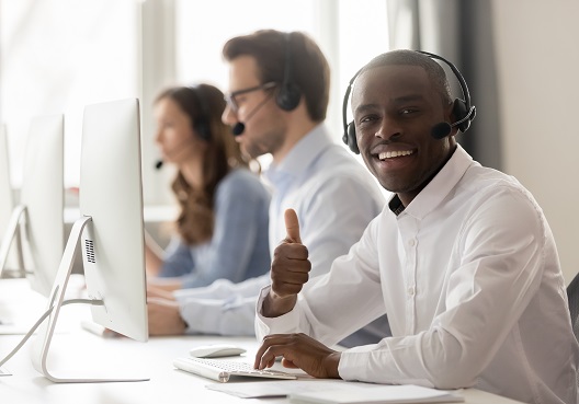 Contact centre agent with a smile